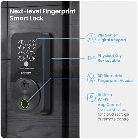 Lockly Secure Pro Zeno Wi-Fi Deadbolt Smart Lock with Apple Home Key