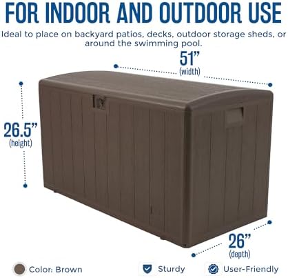 Plastic Development Group Outdoor Deck Box, Soft Close, Java, 130 Gal