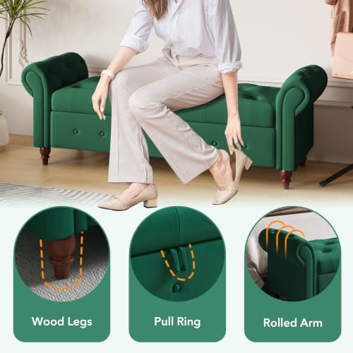 Storage Bench, End of Bed Bench with Pull Ring Design