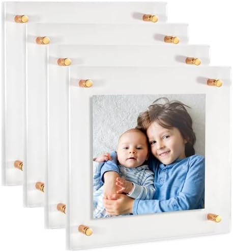 ArtToFrames 16x16 Inch Double Panel Floating Acrylic Picture Frame comes (4 Pack)