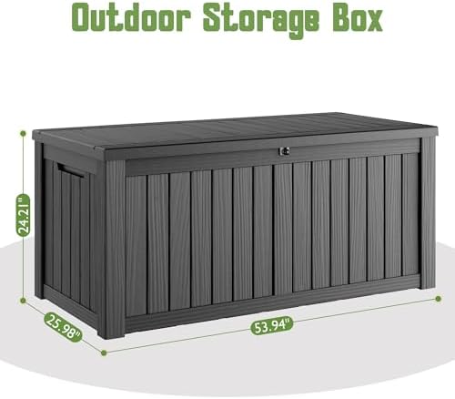 Outdoor Storage Waterproof Deck Box for Patio (150 Gallon, Black)