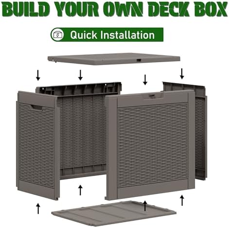 Outdoor Storage Box Waterproof, 35 Gallon Deck Box for Patio Storage