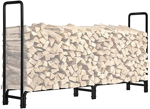 AKSG 8ft Firewood Rack Outdoor Heavy Duty Log Rack Firewood Storage Rack Fire Wood Rack Holder Steel Tubular for Indoor Outdoor Fireplace Tool for Patio Deck Log Storage Stand