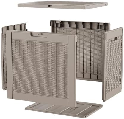 35 Gal Outdoor Storage Box Waterproof Lockable Deck Boxes Grey
