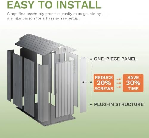Patiowell 4x6 FT Resin Storage Shed with Floor, Dark Gray
