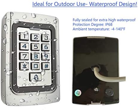 IP68 Waterproof Universal 12V 24VDC Metal Case Digital Wired Keypad for Garage Door, Gate Opener and Access Control Systems