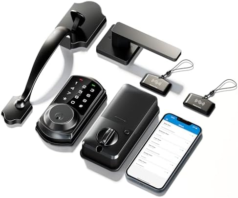 Veise VE06-H Smart Front Door Lock Handle Set, App Control, Matte Black