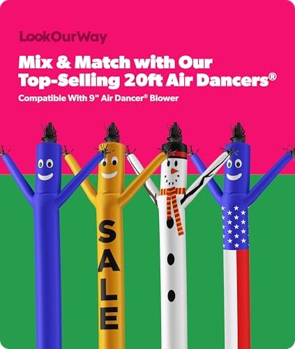 LookOurWay Halloween Air Dancers Inflatable Tube Man Set | 20ft Skeleton Wacky Waving Inflatable with 12-Inch Blower | Outdoor Halloween Decorations & Halloween Blow Ups for Business or Yard Display