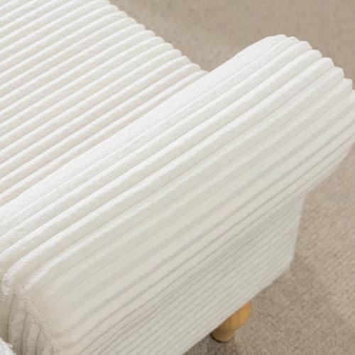 55" Entryway Bench with Storage for Queen Bed, White corduroy Ottoman
