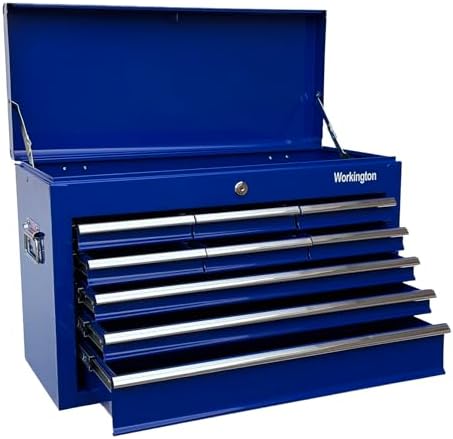 Workington Portable Metal Tool Chest with 9 Drawers, 24" 9-Drawer Tool Chest Cabinet with Ball Bearing Drawer Slides, Steel Tool Storage Box Organizer 4006 Blue