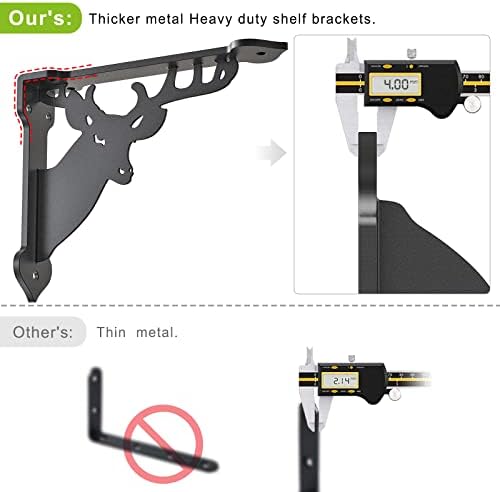 SELEWARE 2 Pack 12" Heavy Duty Shelf Brackets, Deer Decorative L Brackets