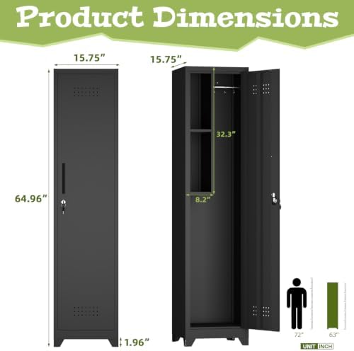 Utility Closet for Cleaning Supplies, Black Metal Storage Cabinet