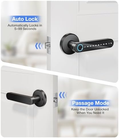 Fingerprint Door Lock, Smart Door Knob with Keypad Keyless Entry, 4-in-1