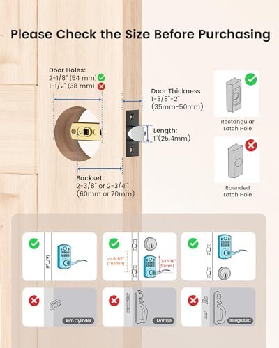 Hidalife Fingerprint Keypad Door Lock with Handle, Keyless Entry Door Lock for Front Door, Easy Passage Mode, Electronic Door Lock with Code, Matte Black