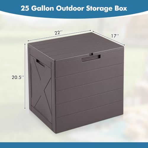 Tangkula 25 Gallon Outdoor Storage Box with Lockable Lid