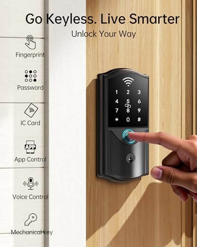 Built-in WiFi Smart Lock for Front Door, Fingerprint Keypad Deadbolt