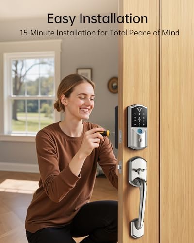 Built-in WiFi Smart Lock for Front Door, Fingerprint Keypad Deadbolt