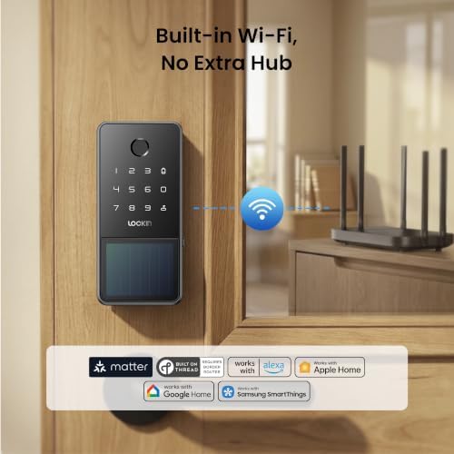 Lockin Veno Solar Fingerprint Smart Lock, Deadbolt Only, Runs on Sunlight