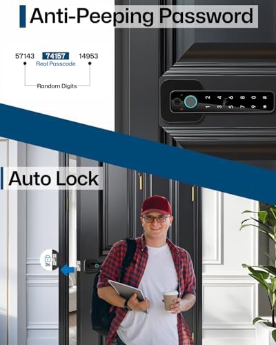 Buoan 5-in-1 Smart Fingerprint Door Lock, Keyless Entry Digital Knob
