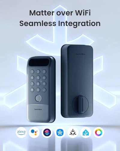 SwitchBot Lock Vision Pro Smart Lock, 3D Face Recognition + Palm Vein + Fingerprint, Keyless Entry Deadbolt for Front Door, 12-Month Battery, WiFi No Hub, Auto-Lock, Matter, Apple Home, Alexa, Google