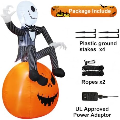 6 Ft Inflatable Halloween Yard Decorations - Outdoor Blow Up Yard Pumpkin Decor - Built-in LED Lights for Outdoor Halloween Lawn Decor