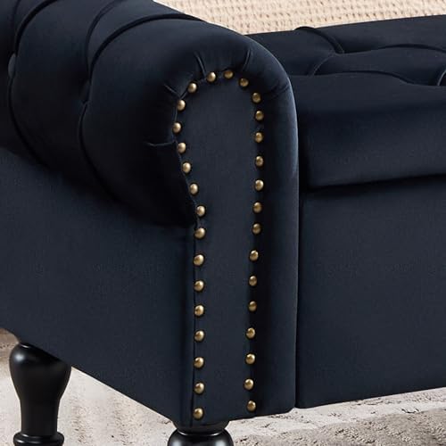 Storage Bench 51" Velvet End of Bed Benches Black