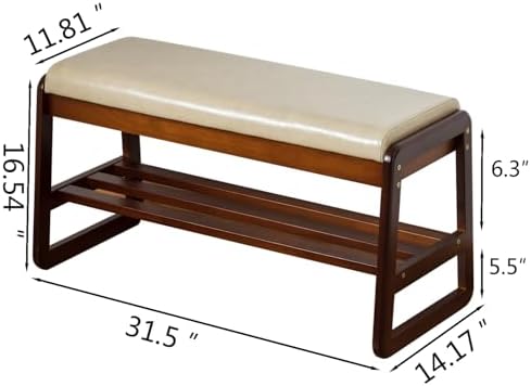 SOBIBO Solid Wood Shoe Rack Bench with Flip-Top Storage, Gray, 31.5"