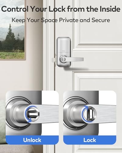 TEEHO TE004 Keyless Entry Door Lock Handle with Keypad, Satin Nickel
