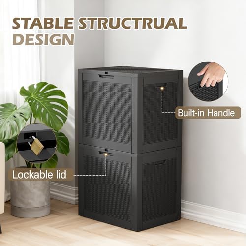 Outdoor Storage Waterproof Deck Box for Patio (31 Gallon, Black)