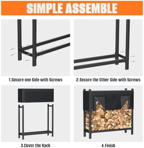 TORACK Heavy Duty 48 in/4 ft Firewood Rack with 600D Cover and Carry Bag