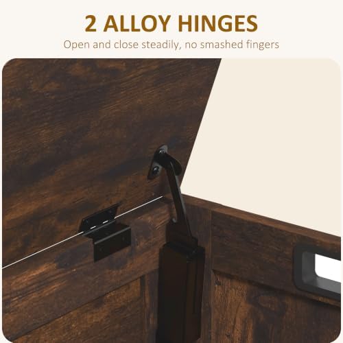 HOMCOM Storage Bench Cut-Out Handles 29.9" x 15.7" x 18.9" Rustic Brown