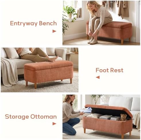 39.4" Ottoman with Storage Upholstered Storage Bench for Living Room
