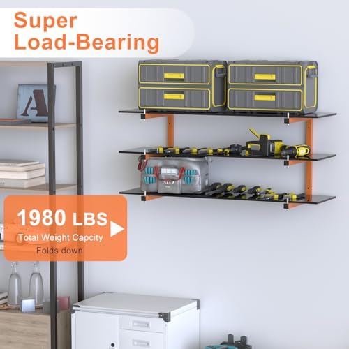 6 Pack Lumber Storage Rack, 9 Level Lumber Rack Wall-Mounted, 1980 lb