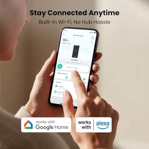 DESLOC Fingerprint WiFi Smart Lock, K120 Keypad Deadbolt Up to 16 Months