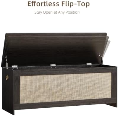 47.2"Storage Chest extra large,Rattan storage bench(Obsidian Black)