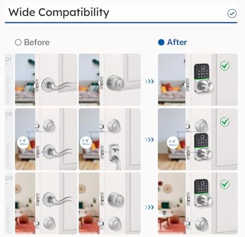 Keypad Smart Door Lock with Knob: Kucacci Keyless Entry Fingerprint Lock