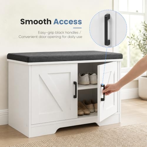 DUMOS 28" Shoe Bench with Storage for Entryway, Shoe Storage Bench