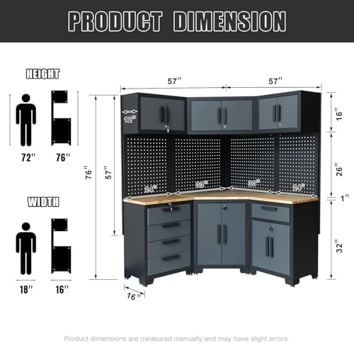 8-Pcs Garage Storage Cabinet System, Black and Grey