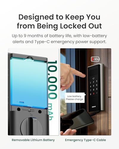 DESLOC Palm Vein Smart Lock, K140Plus Rechargeable WiFi Keypad Deadbolt