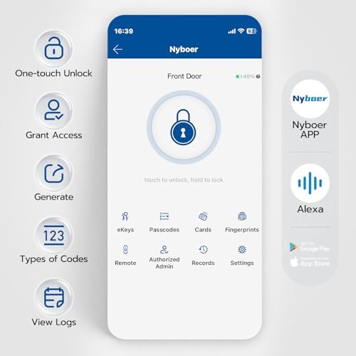 Nyboer Smart Keypad Door Lock with Handle for Front Door