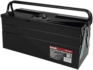 Pro-Lift Steel Tool Box – 21-inch 5-Tray Cantilever Metal Toolbox Portable with Handle – Heavy Duty Metal Latch Closure Carry Storage Box Tools Organizer