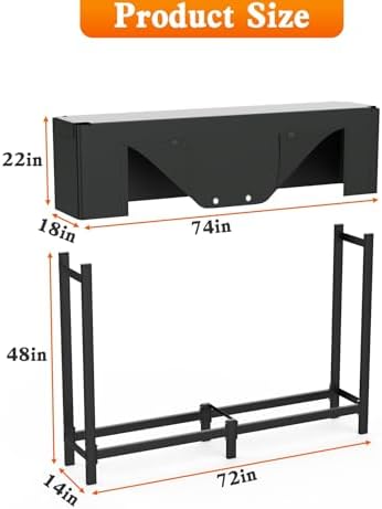 WALMANN Heavy-Duty 6 ft Firewood Rack with Cover & Firewood Carry Bag