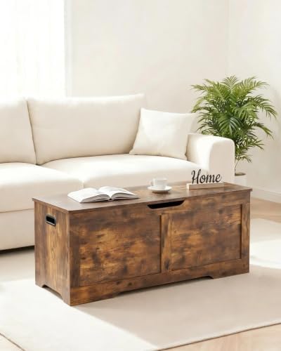Timberer 39.4" Storage Chest with 2 Safety Hinges, Wooden Storage Trunk