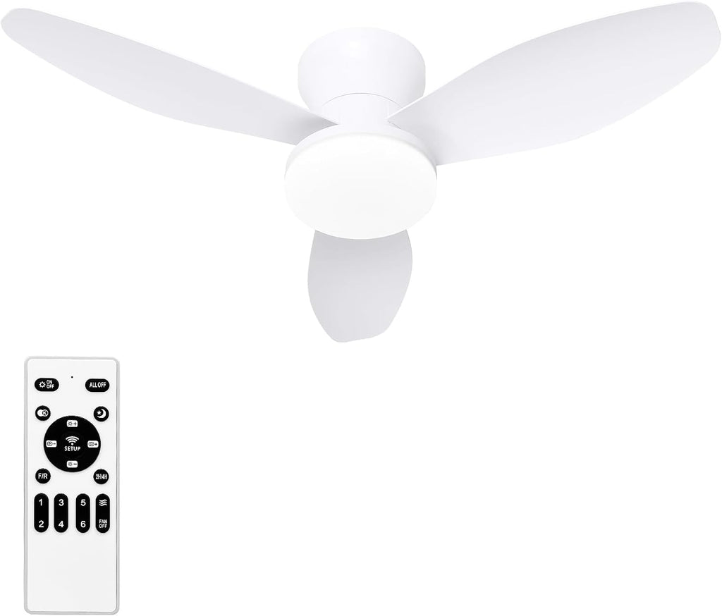 Glowall Small Ceiling Fan with Lights, 32 Inch Flush Mount with Remote Control
