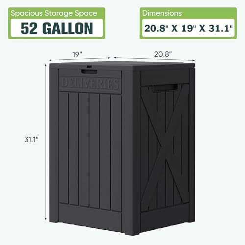 Greesum 52 Gallon Large Outdoor Package Delivery Box, Black