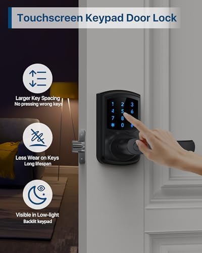 Keypad Keyless Entry Door Lock with Handle Smart Electronic Locks Deadbolts