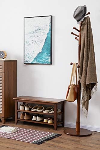 XKZG Shoe Rack Bench Wooden Shoe Storage Bench Entryway Bench, Brown, 23.6"