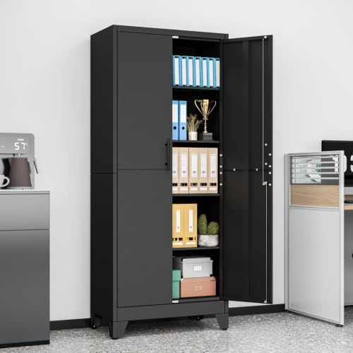 Metal Garage Storage Cabinet, 71" H Lockable Tool Cabinet with Doors