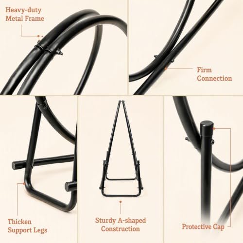 Goplus Firewood Rack, 32.5 Inch Outdoor Firewood Log Hoop with 440LBS Capacity, Heavy Duty Steel Wood Storage Rack, Indoor Firewood Holder for Fireplace Home Fire Pit