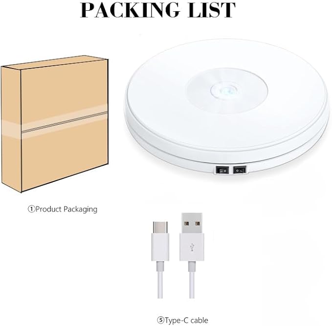 YVV LED Rotating Display Stand White 10 Inch 360° Motorized Turntable